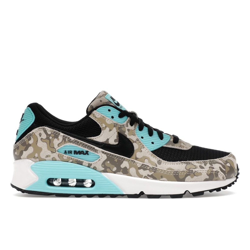 Rare NWT Nike Air Max 90 LTR Desert Camo Teal Black Sneakers CW1622-001 Womens